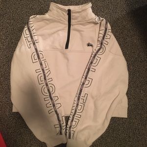 Stussy 1/2 zip pullover in cream/ivory/white/bone